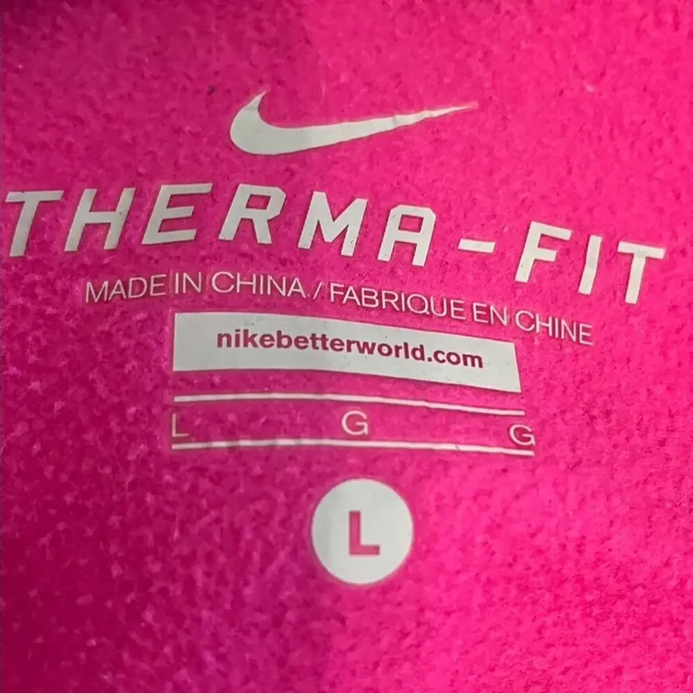 Nike Therma Fit Hoodie Pink Just Do It Pullover Pocket Drawstring Womens Sz L